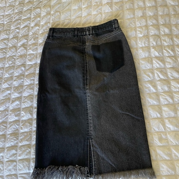 Zara  denim colorblock fray hem midi skirt - Picture 13 of 14